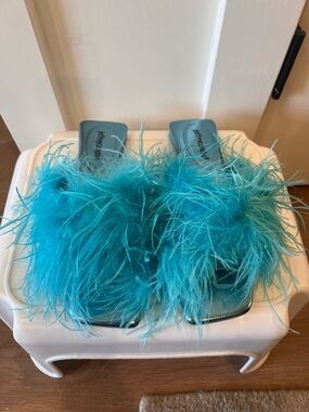 NWB Jeffrey Campbell x Free People “Crush On U 2” Genuine Feather Slides - 9